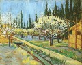 Huerto en flor rodeado de cipreses Vincent van Gogh